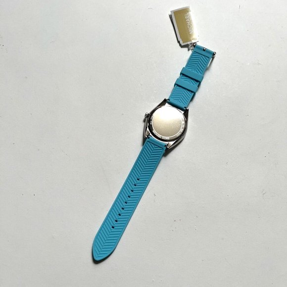 New in Box $250 MICHAEL KORS Watch Janelle Blue Silicone Wristwatch mk7350 - Picture 7 of 9